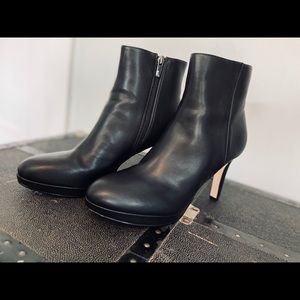 Black leather booties